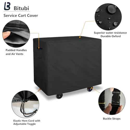 Bitubi Service Cart Cover for 500-Pound Capacity Service Utility Cart,Heavy Duty Waterproof Utility Cart Cover - 47''L x 27'W x 32''H(Black)