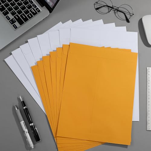 Yellow & Black Manila Envelopes 9x12 Inches, 20 Pack Self-Seal Catalog Mailers