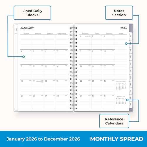 Blue Sky 2026 Weekly and Monthly Planner Calendar, January 2026 - December 2026, 5" x 8", Clear Pocket Cover, Laminated Tabs, Durable Twin Wire Binding, Laila