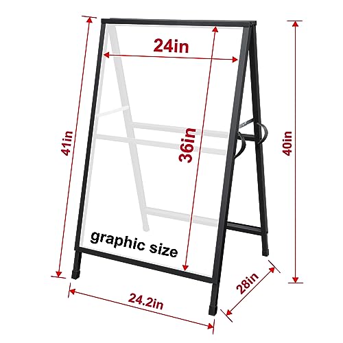 Pionites Black 24x36 Inch Heavy Duty Fold-In A Frame Sidewalk Sign - Frame Only