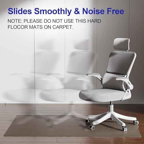 Delamu 36"¡¿48" Office Chair Mat for Hardwood Floor, Heavy Duty Hard Floor Protector for Chairs, Anti-Slip PVC Woven Computer Desk Chair Mat for Home Office, Light Brown
