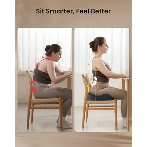 ProtoArc Extra Large Seat Cushions for Office Chairs, Ergonomic Memory Foam Seat Cushion for Home, Extra Cover, Car Seat Cushions for Driving, Pressure Relief Pad for Sciatica - Black