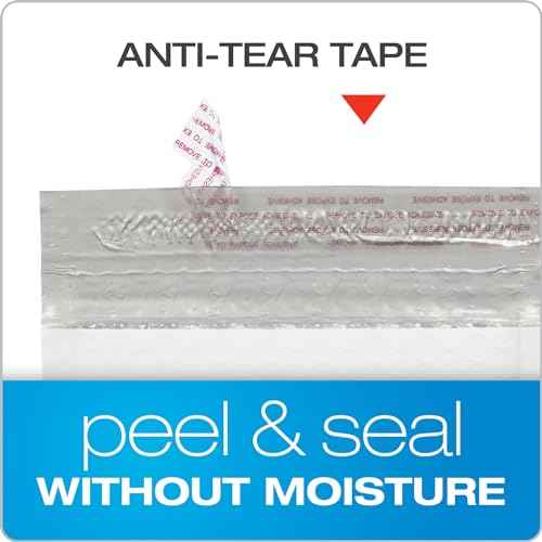 Quality Park Bubble Mailers, 6 x 9 Inch, White Poly Mailers, Padded Envelopes, Shipping Envelopes, Water Resistant, Self Seal, 50 Per Box (QUA85856), Plastic