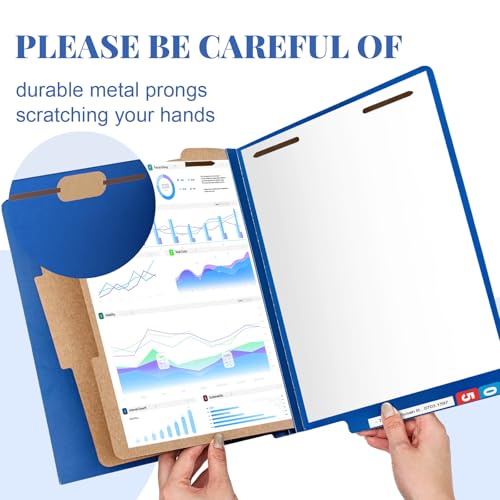 24 Pcs Classification Folders Letter Size, 2 Dividers Pressboard File Folder Bulk with Fasteners, Expanding File Organizer for Teachers, Clergy, Office, Church Christmas Donations(Dark Blue)