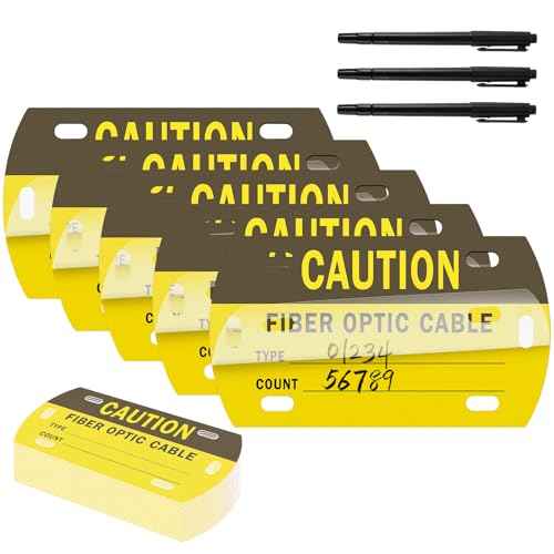 50 Pcs Optic Cable Tag Yellow Waterproof Fiber Cable Marker Tags with 3 Marker Pen 3.5 x 2 Inches HDPE Writable Self-Laminating Labels for Communication Cables Management Maintenance