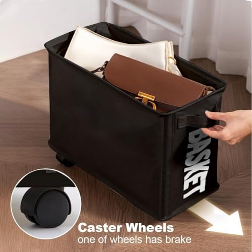 2 Pack Under Desk Utility Cart, 21L Mobile Rolling Cart, Multipurpose Organizer, Storage Basket with Caster Wheels for Home Office School