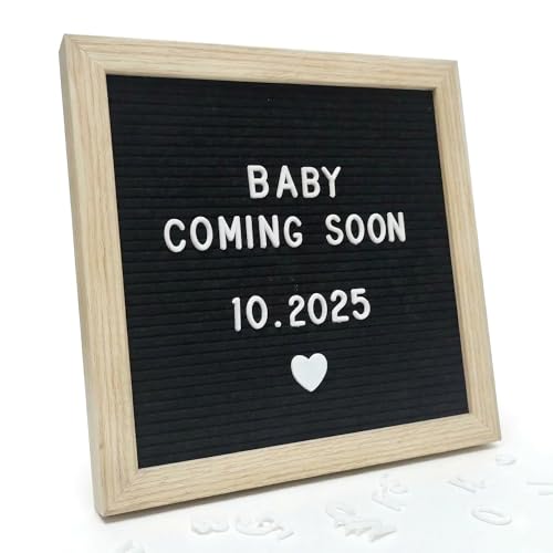 Black Felt Letter Board 10x10in with 336 Letters & Symbols - Baby Announcement Sign, Baby Milestones, School First Day - C CRYSTAL LEMON