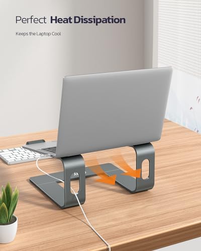 Nulaxy Full Aluminum Laptop Stand A-Grey, Stable Support up to 22 lbs, Open Cooling