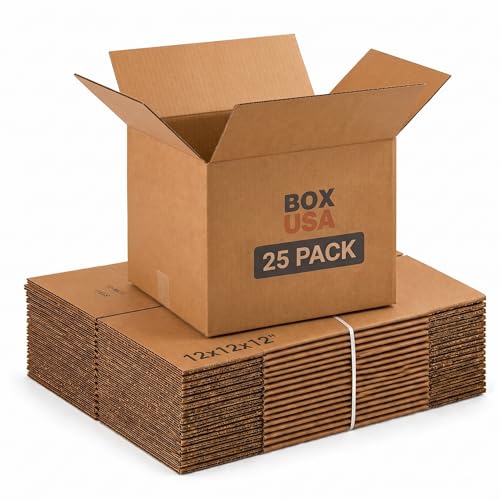 12x12x12 Inch Cube Shipping Boxes 25 Pack Holds 65lbs for Packing & Mailing