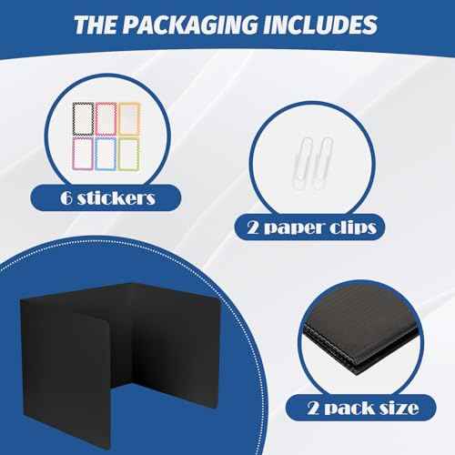 2 Pack Desk Dividers for Students,3-Fold Privacy Screens,Testing Dividers for Classroom Waterproof,Plastic Easy Clean Privacy Shields for Student Includes Extra Labels