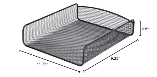 Safco Onyx Mesh Single Tray Desktop Organizer | Heavy Duty Steel | Powder Coat Finish | 11.75 x 9.25 x 2.5" | Office Supplies Organizer | Letter Trays & Stacking Supports | Black