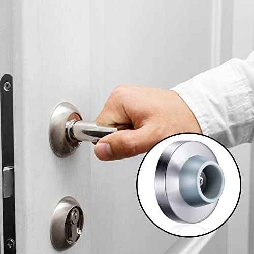 Pangda Concave Wall Door Bumper Stop Silver Stainless Steel Wall Door Bumper with 1-1/8 Inch Gray Round Rubber Protector Stops(Silver,18 Pieces)