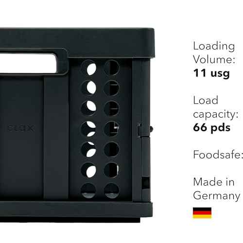 Clax¢ç crate | folding box | basket | 48 qt (12 gal) | black