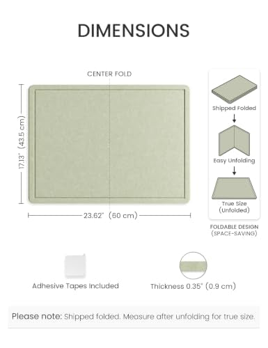 Fluxynara Sage Felt Bulletin Board 23.6x17.1 Inches | Modern, Foldable Organizer