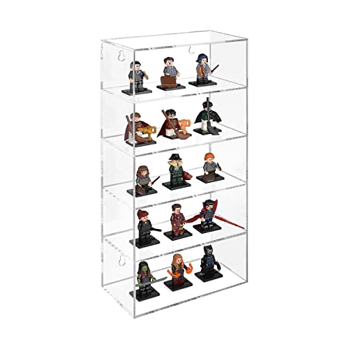 MOOCA Acrylic 5 Levels Wall Mounted Acrylic Display Case, Shot Glass Display Case Cabinet, Wall Mounted Sunglass Organizer, Sunglasses Shelf