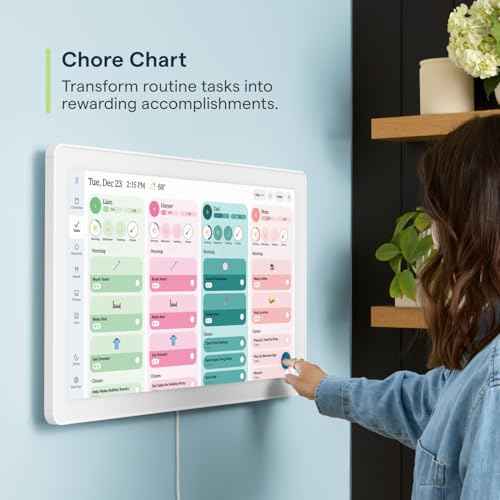 Skylight Calendar Max: 27-Inch Smart Digital Calendar & Chore Chart, Family Organizer with Interactive Touchscreen Display ? Wall Mountable in Portrait or Landscape, Classic White Frame