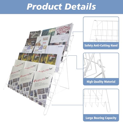 6 Tier Wire Magazine Rack - Comic Book Rack Wide Wire Tabletop Display for Exhibitions Office Table Top Book Brochure Literature Comic Greeting Card Shelf Holder Stand