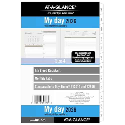 AT-A-GLANCE 2026 Planner, Daily, 5-1/2" x 8-1/2", Desk Size 4, Two Page Per Day Refill, Loose-Leaf (481-225-26)