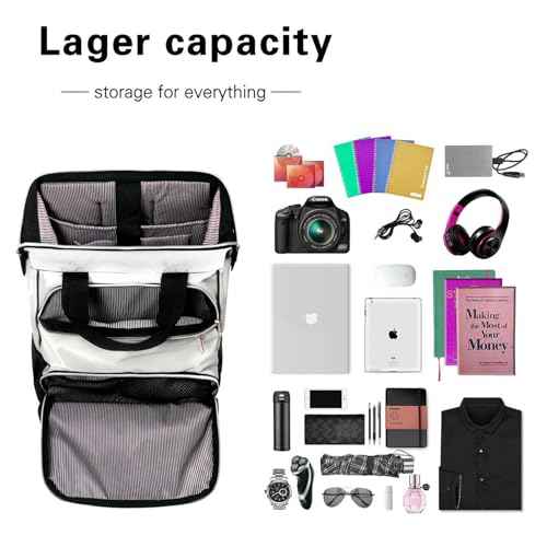 Hap Tim Laptop Backpack for Men, Women, Travel, Work, Nurse, Teacher, Khaki Black (7651-BH)