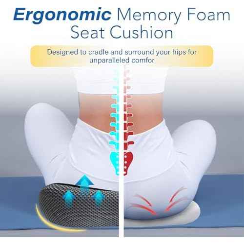 Seat Cushion for Hip Coccyx Pressure Relief, 6in Thick Extra Large Ergonomic Memory Foam Cushions for Sciatica Pain Relief, Sitting Seat Pad on Chair, Drive Seat, Wheelchair, Airplane,All Day Comfort