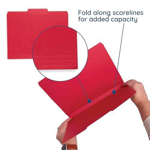 Blue Summit Supplies Red File Folders - Letter Size, 1/3 Cut Tabs, Durable 11pt Paper, Uncoated Red, Office & Home Organization