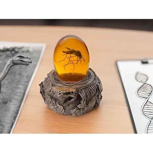 VEOJEIN Mosquito in Amber and Jurassic Base | Dinosaur Fossil Decor and Collectable Gift | Skeletin Figurines | Dinosaur DNA Replica Prehistoric World Prop | Paper Weight