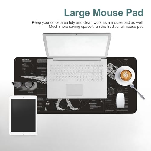 LEIWEIHOPE Dinosaur Skeleton Extended Gaming Mouse Pad 33x11.8 Inches - Large Desk Mat for Gaming & Office, Non-Slip Rubber Base