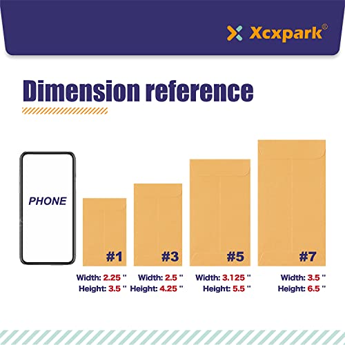 Xxcxpark 500 Pack #7 Coin Envelopes 3.5 x 6.5 Inches Brown Kraft Small Part Envelopes with Self-Adhesive Flap