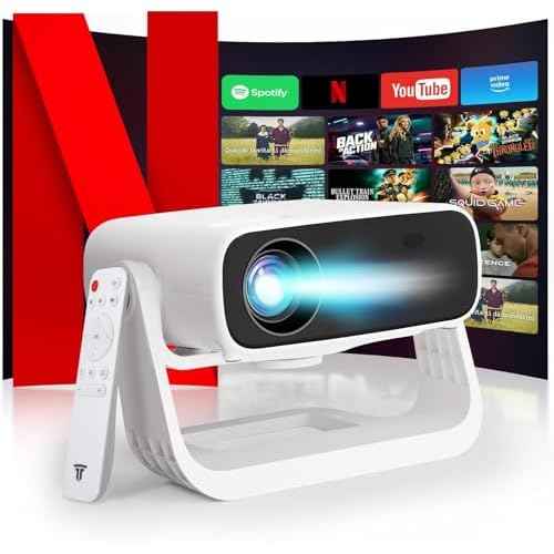 Smart Projector with WiFi 6 and Bluetooth Built-in Apps - 4K Support Portable Bedroom Mini Projector Native 1080P , 2025 New Auto Keystone & Zoom Home Theater Cinema Movie Proyector, 120¡Æ Stand