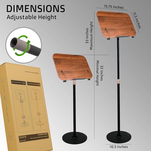 Lectern | Podium Stand | Music Stand | Reading Stand | Height Angle Adjustable Pulpit for Churches Book Holders for Reading | Sheet Music Stand | 360¡Æ | Pulpit | Reading Stand (No Tray)