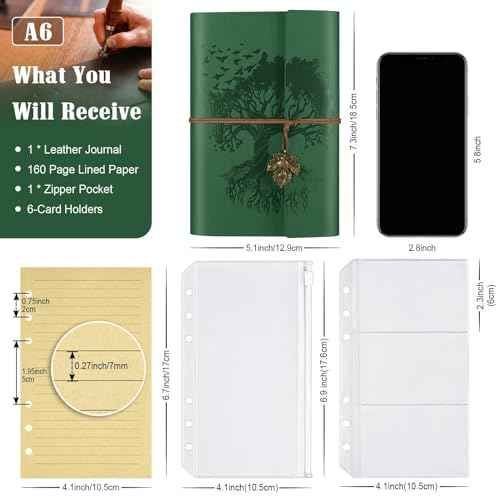 10 Pack PU Leather Journal Notebook, Refillable Journal Bulk, Vintage Travel Journals for Writing, Gift Diary Journal for Women, Men, Girls, 100GSM Lined Paper, Each 160 Pages & 2 Pockets (A6, 5"x7" )