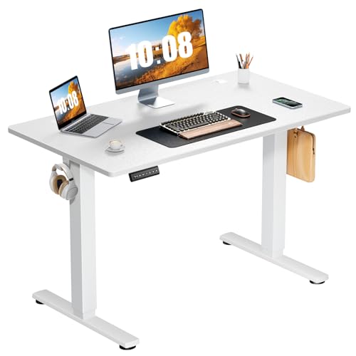 Sweetcrispy White Electric Standing Desk 40x24 Inch Adjustable Height Home Office