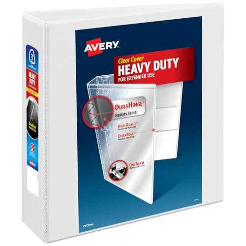 Avery Heavy-Duty View 3 Ring Binder, 3" One Touch EZD Rings, 670-Sheet Capacity, 3.5 Inch Wide Spine, Great for Home, School Supplies, Office, or Organization Needs, 1 White Binder (79193)