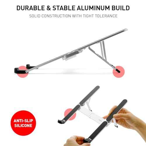 NSMO Laptop Stand ? Adjustable Aluminum Portable Laptop Stand with 5-Level Height Settings, Ergonomic Design, Heat Dissipation, Non-Slip Support, Compact Travel Riser for 11¡±-16¡± Laptops