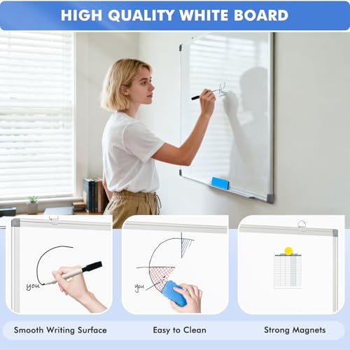 Silver Double-Sided Magnetic Whiteboard Wall 24x18 Inches - WALGLASS