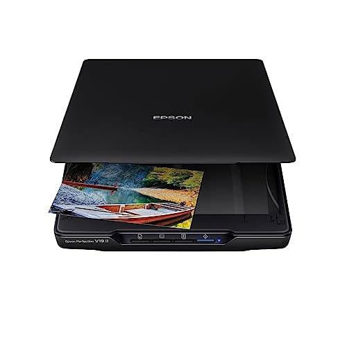 Epson Perfection V19 II Color Photo and Document Flatbed Scanner with 4800 dpi Optical Resolution, USB Power and High-Rise, Removable Lid