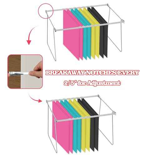 Heavy Duty Steel Hanging File Frame,Letter Size Hanging File Folder Frame,Adjustable Length 11" to 18",2 Packs(Without Folders)