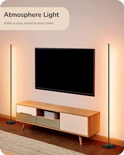EDISHINE Black LED Corner Floor Lamp 59.84" Dimmable 3000K Stepless Modern