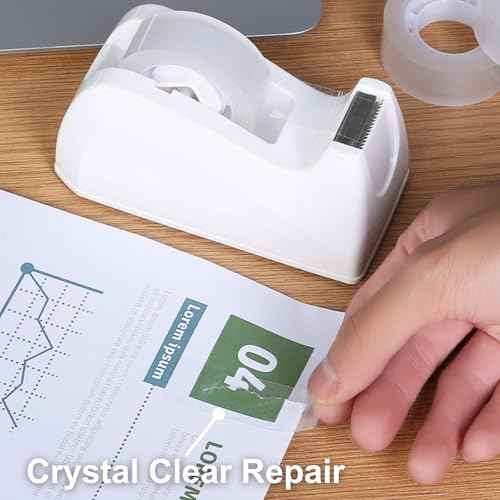 16 Rolls Easy Tear Transparent Tape Refills - Gift Wrapping Tape for Dispensers - Crystal Clear, Effortless Tear, Strong Adhesion - Invisible Tape 3/4 in x 1000 in for Office, School, Home