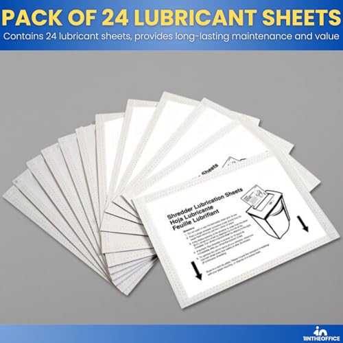 1InTheOffice Paper Shredders Lubricant Sheets 8.5" x 6" Shredder