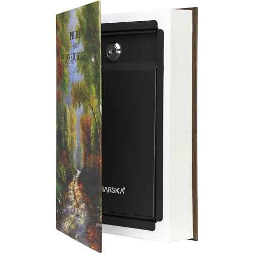 Barska Hidden Book Safe ? Real-Look Pride and Prejudice Diversion Lock Box with Key Lock ? Secret Safe for Home, Office, Travel ? Portable Steel Storage for Cash, Jewelry, Valuables