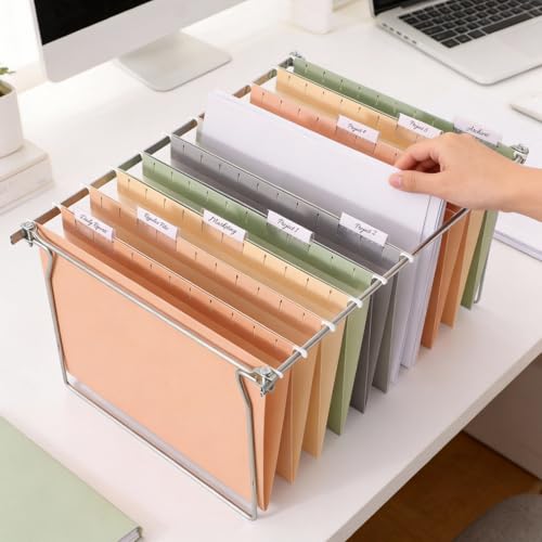 SUNEE Pastel Colors Hanging File Folders - Letter Size, 25 Pack with Tabs
