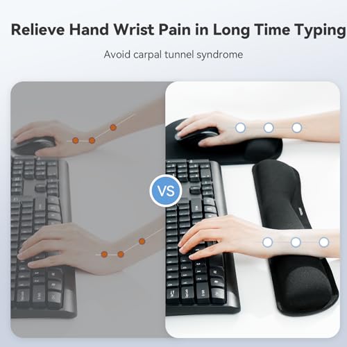 TECKNET Black Keyboard Wrist Rest & Mouse Pad Set - Ergonomic Support