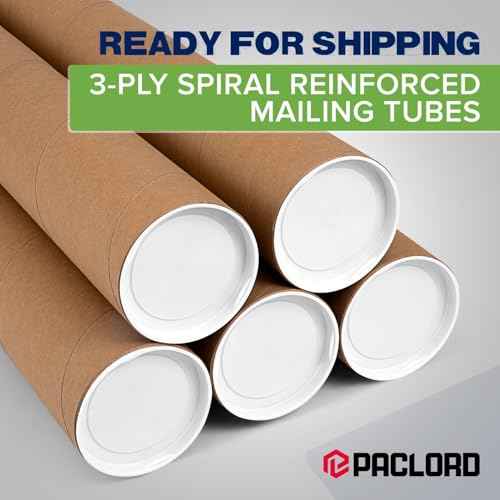 4" x 36" Reinforced Kraft Paper Mailing Tubes, Pack of 4 Tubes with 2 Caps Each ? USPS Approved Poster Tube ? Made in USA Cardboard Tube for Shipping and Storing Posters, Prints, Artwork, or Documents