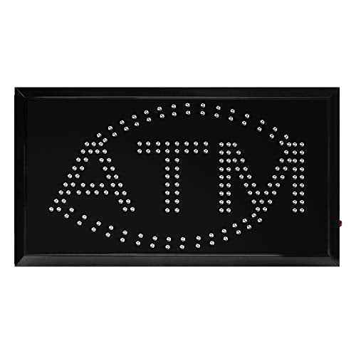 Boshen LED ATM Sign for Business LED Display Sign Display Animated Motion Advertisement Board with Switch Flashing & Steady Mode for Shops Wall Window Stores Bank 21" Lx 13"W(Square "ATM")
