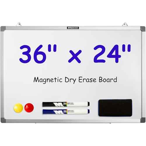 M&G Dry Erase Board Magnetic White Board for Wall, 36¡± x 24¡± Whiteboard with 2 Markers & 2 Magnets & 1 Eraser, Hanging Whiteboard with Silver Frame for Planning, Drawing, to Do List, Office School Use