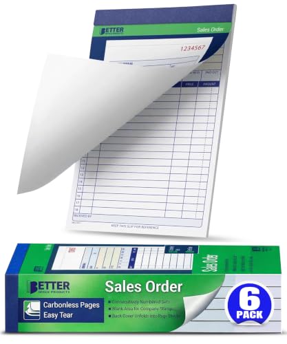 Better Office 6-Pack 2-Part Carbonless Order Book 5-7/16 x 8-7/16 / 50 Sets per Copy