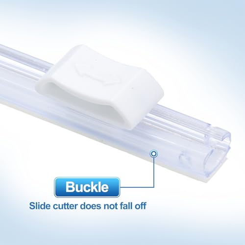 PATIKIL 4pcs Plastic Wrap Cutter 17in White Self-Adhesive Kitchen Dispenser