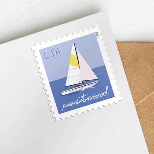 Sailboats Postcard Stamps (1 Roll (100 Stamps))