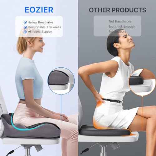 Seat Cushion for Hip Coccyx Pressure Relief, 6in Thick Extra Large Ergonomic Memory Foam Cushions for Sciatica Pain Relief, Sitting Seat Pad on Chair, Drive Seat, Wheelchair, Airplane,All Day Comfort
